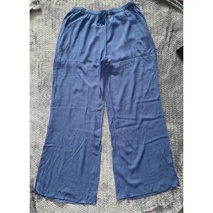 American Tall Crinkle Pull On  Wide Leg‎ Lined Pants Blue Size 2XL Tall